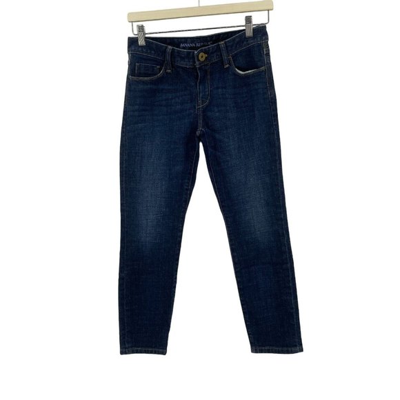 Banana Republic Women Skinny Ankle Jeans Size 25 Short Indigo Dark Wash Mid Rise - Picture 3 of 9